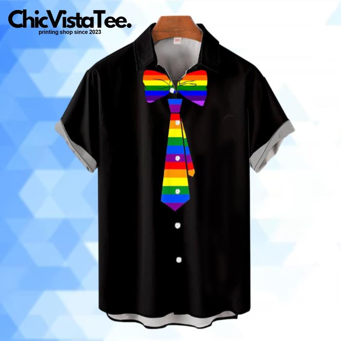 Rainbow Bow Tie Printing Costume Aloha Hawaiian Shirt