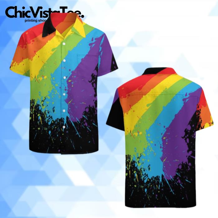 Rainbow Gaymer LGBT Pride Vintage Mens Hawaiian Shirt