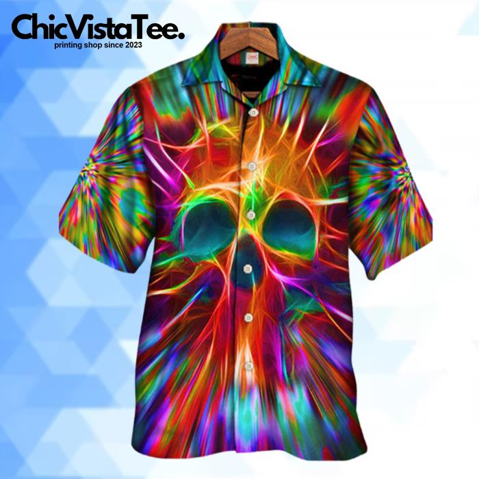 Rainbow Radiant Skull Hawaiian Shirt