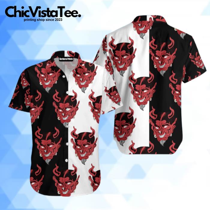 Red Oni Japan Mask Devil Hawaiian Shirt
