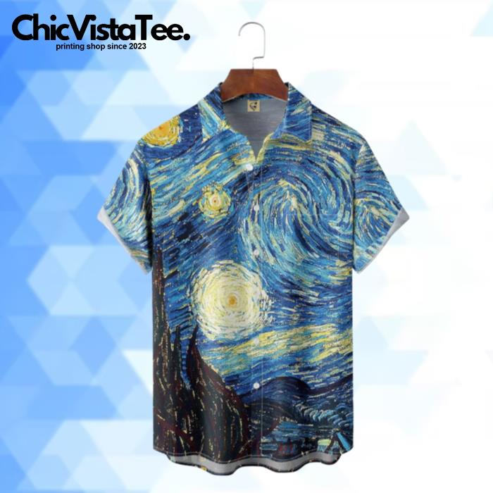 Retro Van Gogh The Starry Night Hawaiian Shirt