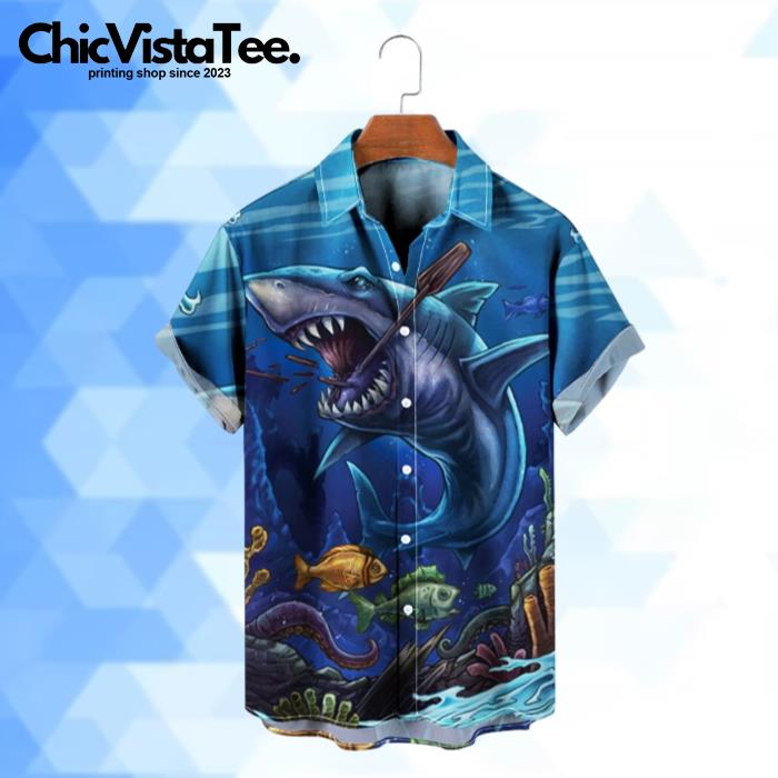 Shark Underwater Print Hawaiian Shirt