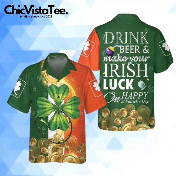 St Patrick's Day Beer And Irish Luck Hawaiian Shirt