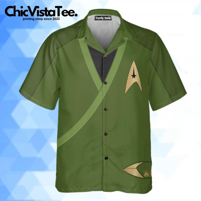 Star Trek Captain Pike Green Costume Hawaiian Shirt