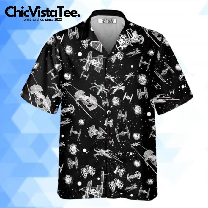 Star Wars Spacecraft Pattern Button Down Hawaiian Shirt
