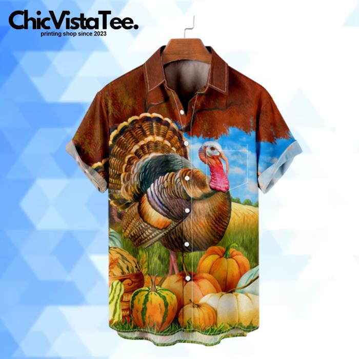 Thanksgiving Day Turkey Pumpkin Art Hawaiian Shirt