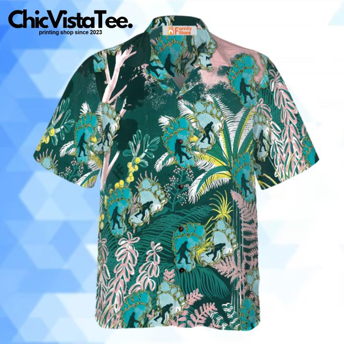 Tropical Forest And Leaves Bigfoot Hawaiian Shirt