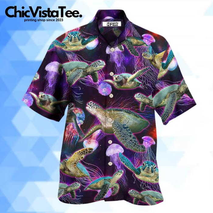Turtle Neon Sea Art Hawaiian Shirt