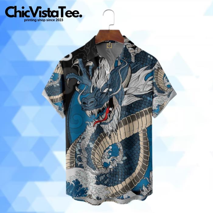 Ukiyoe Dragon Japanese Style Hawaiian Shirt
