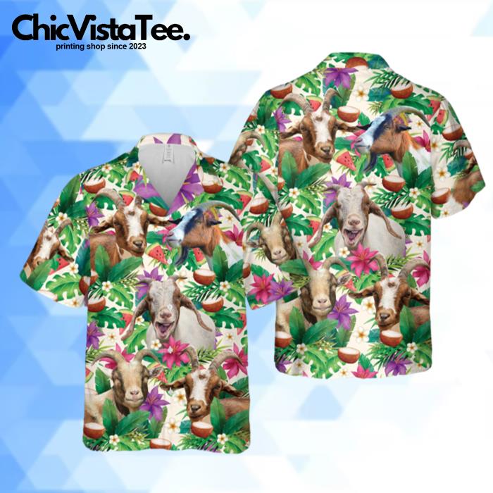 Unique Goat Summer Floral 3D Hawaiian Shirt
