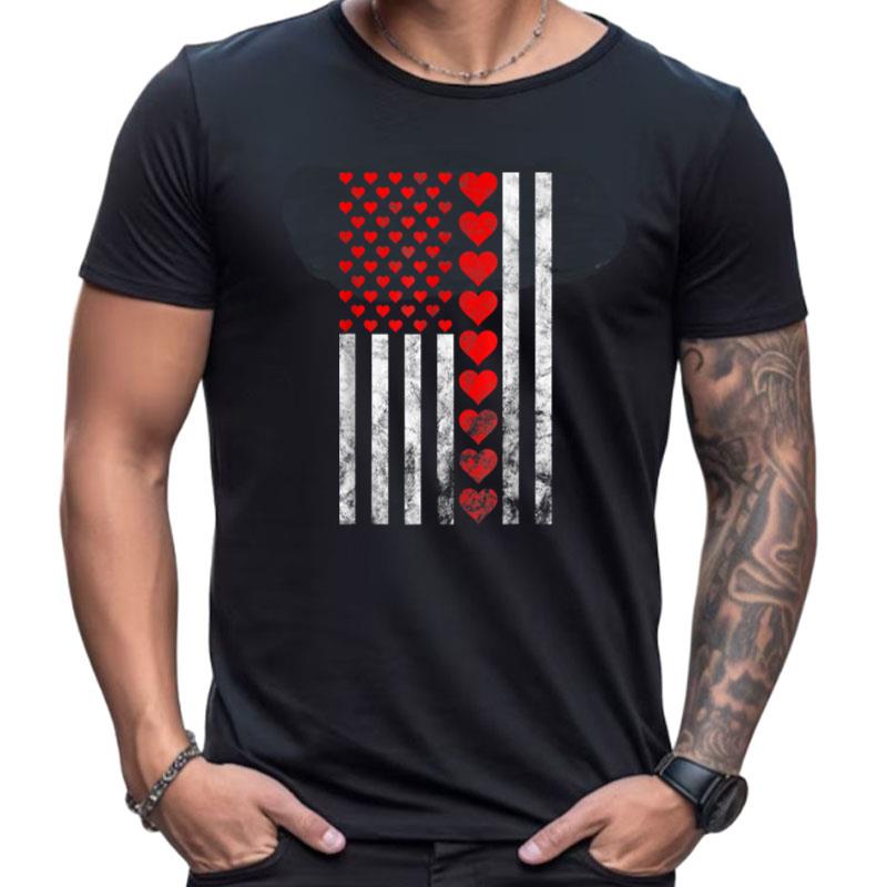 Valentines Day Heart American Flag Lots Of Hearts Shirts For Women Men