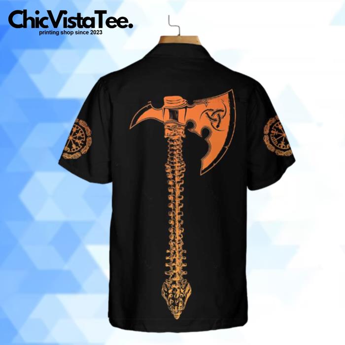 Viking Skull With Backbone Axe Hawaiian Shirt