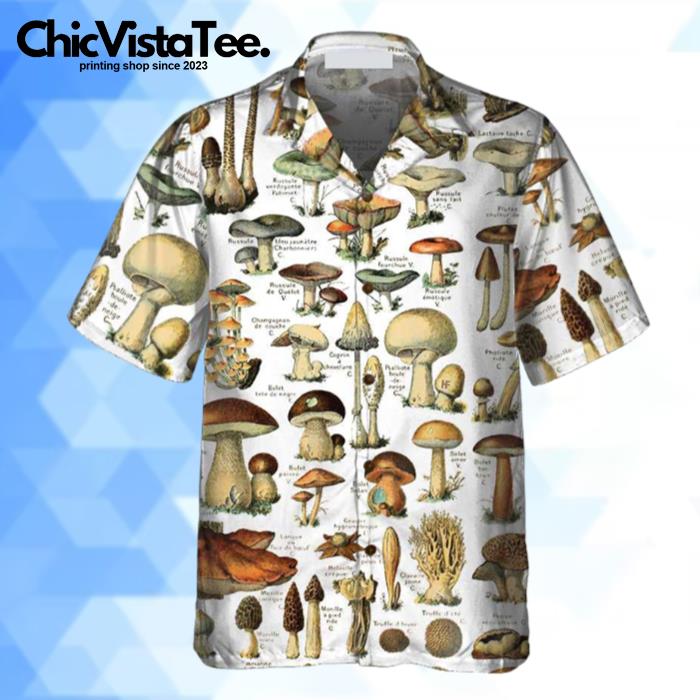 Vintage Fungi Types Of Mushroom Hawaiian Shirt