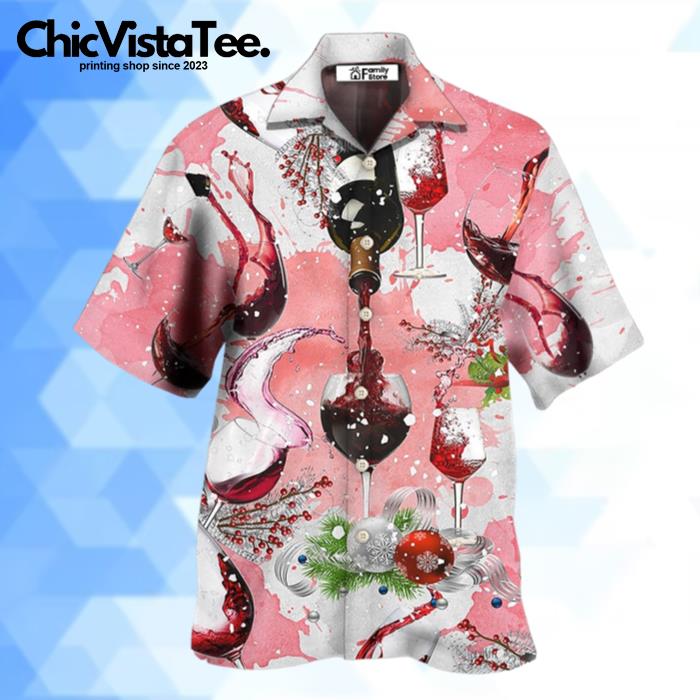 Wine Nothing Is Better Than A Glass Of Fine Wine On Christmas Hawaiian Shirt