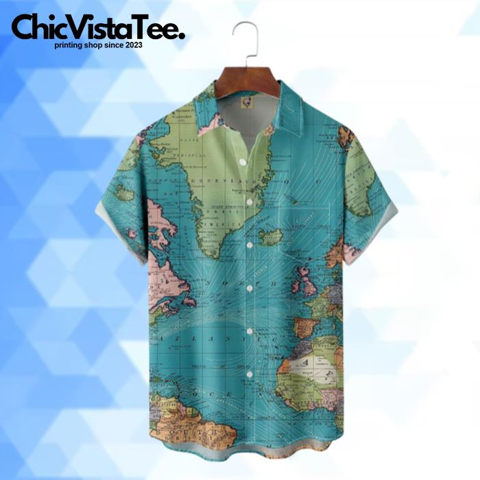 World Map Vintage Style Hawaiian Shirt